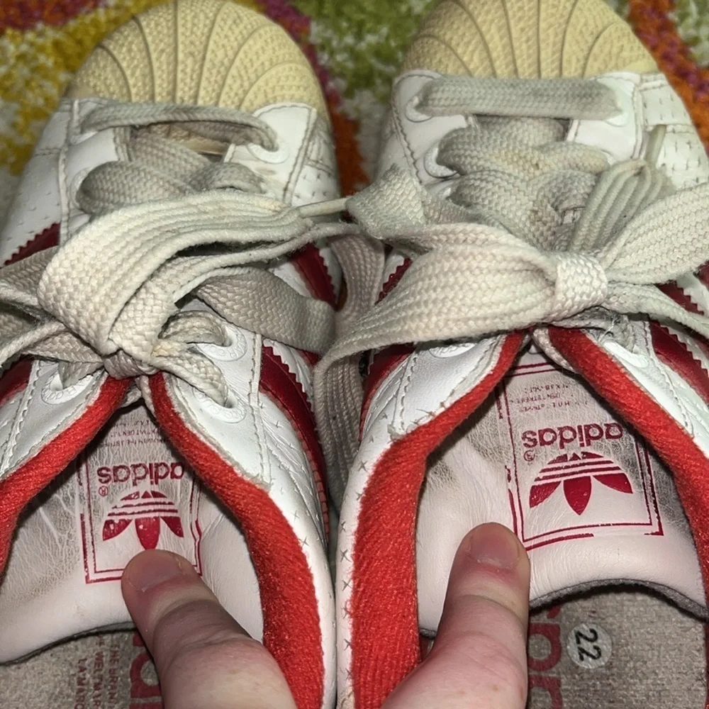 VINTAGE RED ADIDAS SUPERSTARS MENS SIZE 8.5